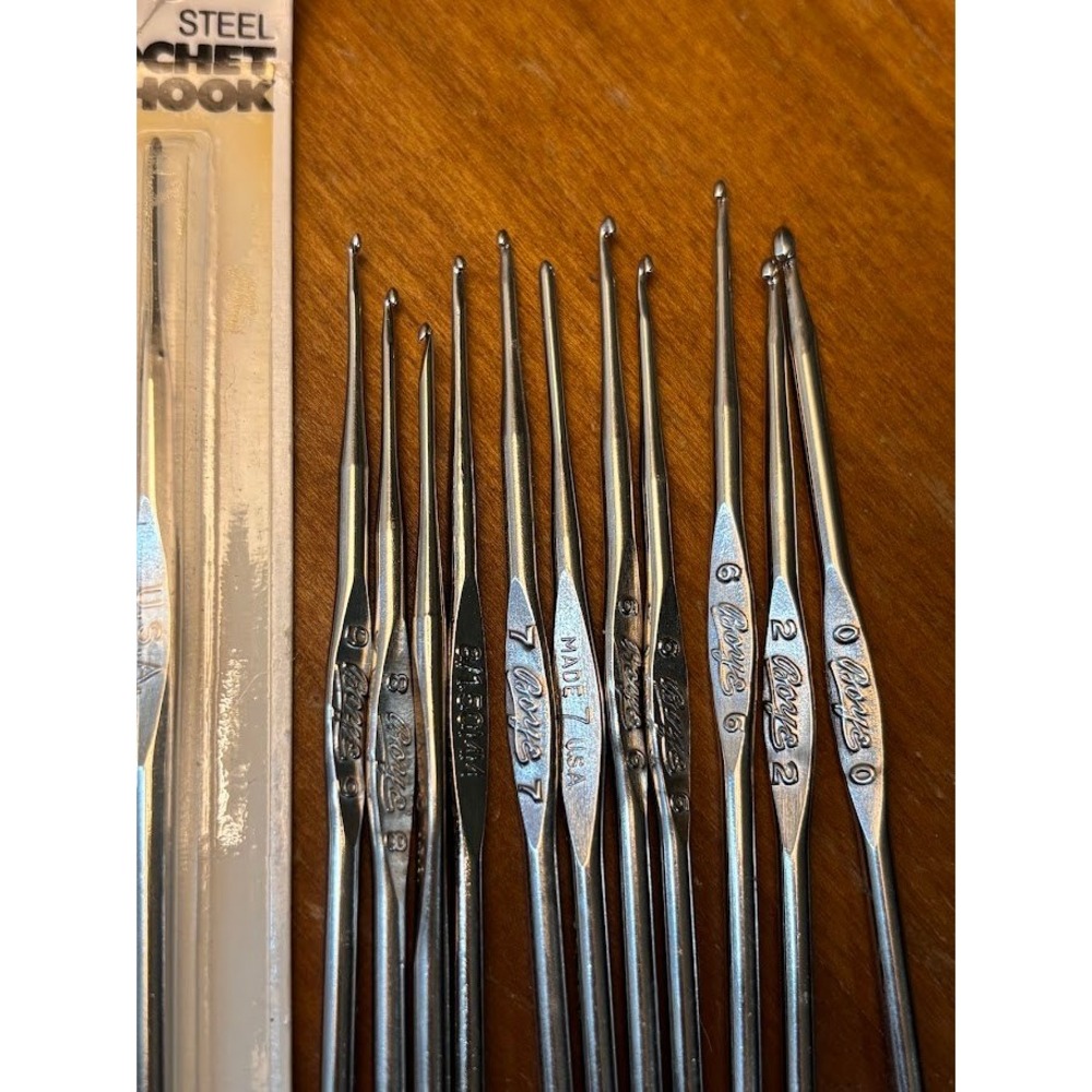 Vintage Boye Steel Crochet Hooks Lot USA Sizes 0 2 6 7 8 9 10 Lace Thread - Picture 8 of 9
